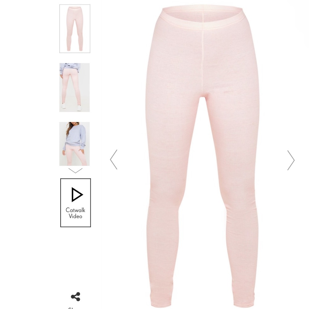 Pink Check High Waisted Leggings
